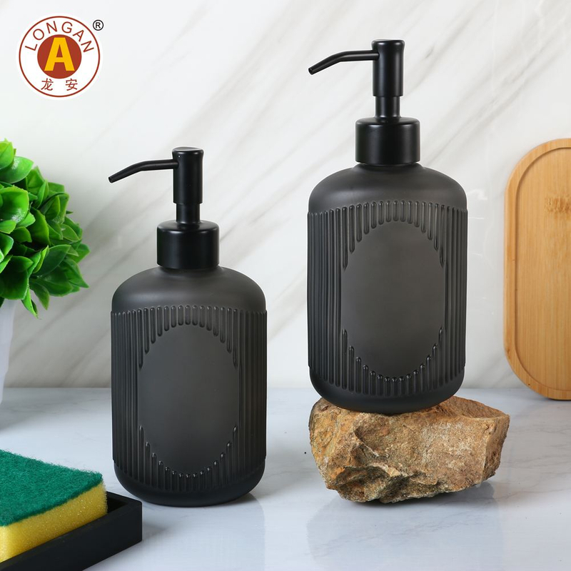LA08 300ml Glass Soap Dispenser with Stainless Steel Pump - Elegant & Durable